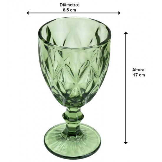 Taça Avulsa 350ml de Vidro Diamond Verde